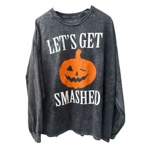 Spirit Black Distressed Lets Get Smashed Graphic Sweatshirt Mens 2XL Long Sleeve